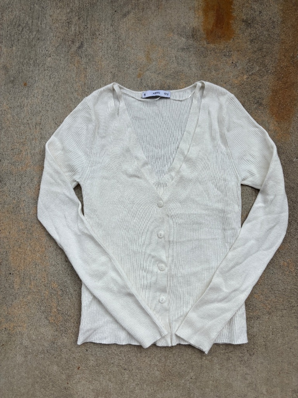 White MNG Mango Knit Button Front Sweater Tank Set